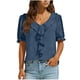 thumbnail image 1 of Camisas de Manga Corta para las Mujeres Blusa de Suéter de Cuello en V Casual para las Mujeres, Top de Estiramiento Suave para Uso Diario Y de Fiesta, 1 of 7