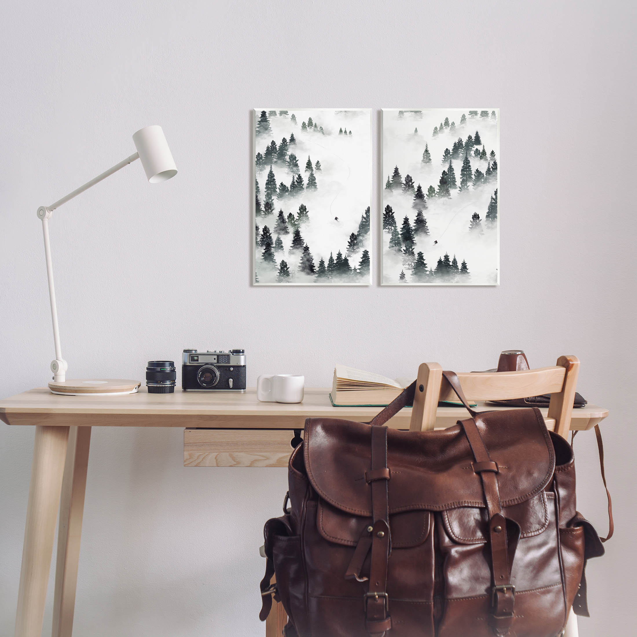 Stupell Industries Winter Ski Slopes Mountain Graphic Art Unframed Art Print Wall Art, Set of 2, Design by Ziwei Li
