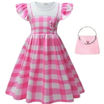 Toddler Girl Barbee Pink Plaid Dress Halloween Coslay Party Costume 2-8Y