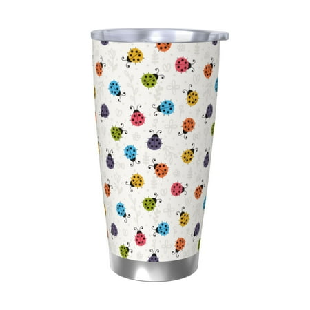 

Ocsxa Cute Ladybugs Pattern 20oz Travel Coffee Mug with Flip Lid Stainless Steel Insulated Insulated Coffee Mug Thermal Cup with Splash Proof Sliding Lid-Without Straw
