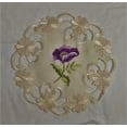 thumbnail image 3 of Doily Boutique Round Doily with Purple Poppy Flowers on Ivory Fabric, Size 7 inches, 3 of 4