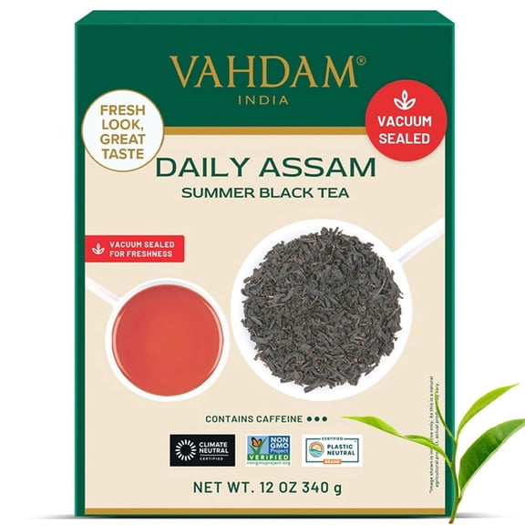 VAHDAM, Assam Black Tea Leaves (340g/12oz) 170 Servings | High Caffeine, Non GMO, Gluten Free | STRONG, MALTY & RICH | Pure Unblended Single Origin Black Loose Leaf Tea | Vacuum Sealed
