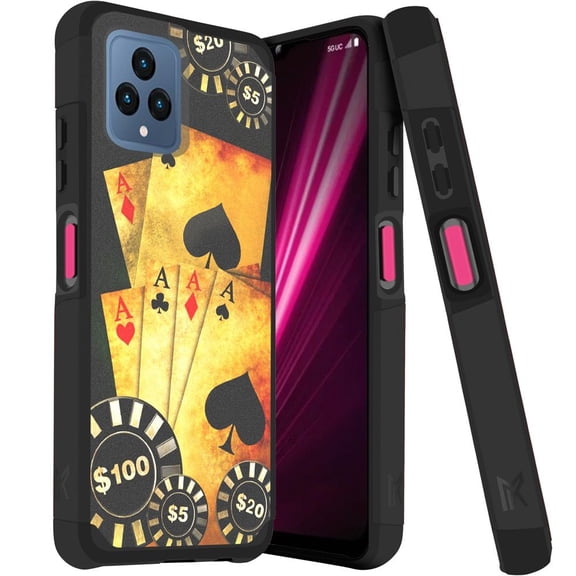 MetKase Hybrid Series Case for T-Mobile REVVL 6 5G (Magnetic Mount Ready Dual Layer Slim Cover) - Poker Aces