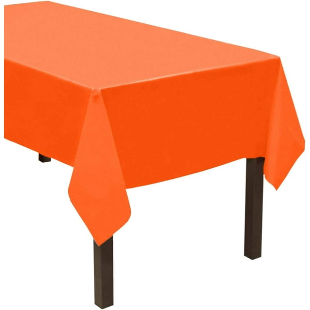 Party Essentials Heavy Duty Plastic Table Cover, 54 x 108, Neon Orange