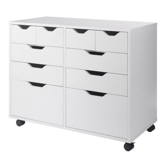 Pemberly Row 4-Drawer Engineered Wood Mobile Storage Cabinet in Crisp White