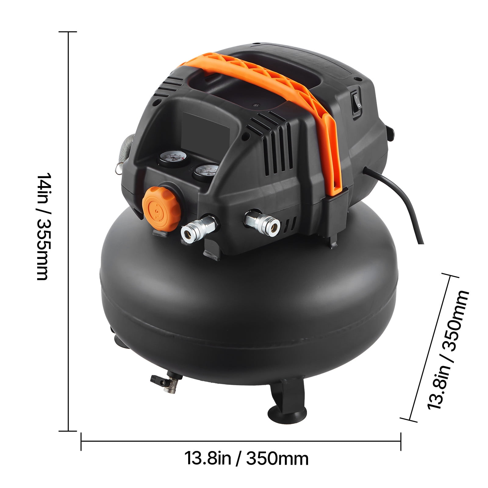 KFFKFF 6-Gallon Portable Air Compressor, 1.7HP Motor, 2.3CFM@90PSI, 150PSI Max Pressure, Includes 12-Piece Accessory Kit and 25FT Air Hose for Tire Inflation, Painting, and Woodworking