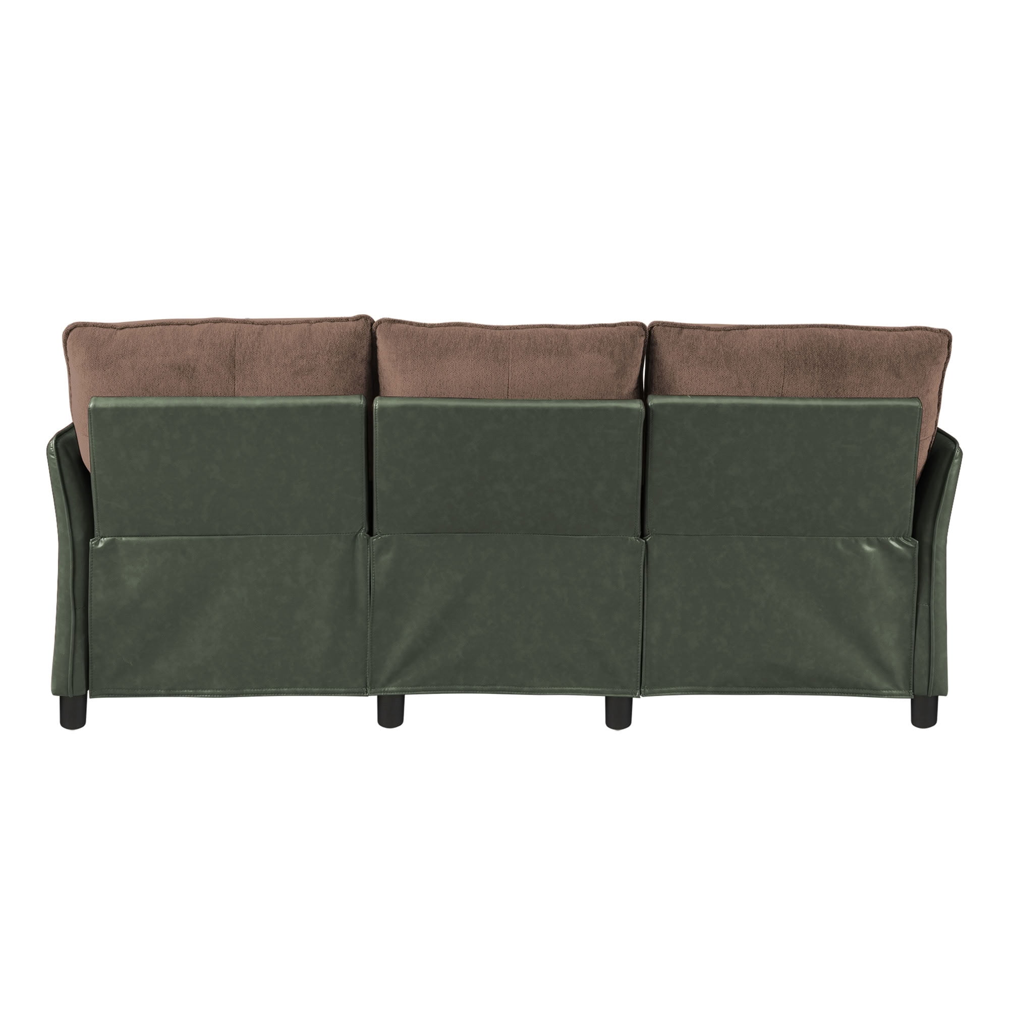 MAYEERTY 3-Seater Reclining Sofa with Extendable Footrest, Dual-Tone Linen & PU Leather Couch, 660 LBS Capacity for Living Room Apartment
