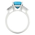 thumbnail image 4 of Clara Pucci 14K White Gold 3ct Turquoise Three-Stone Ring for Women, 4 of 7