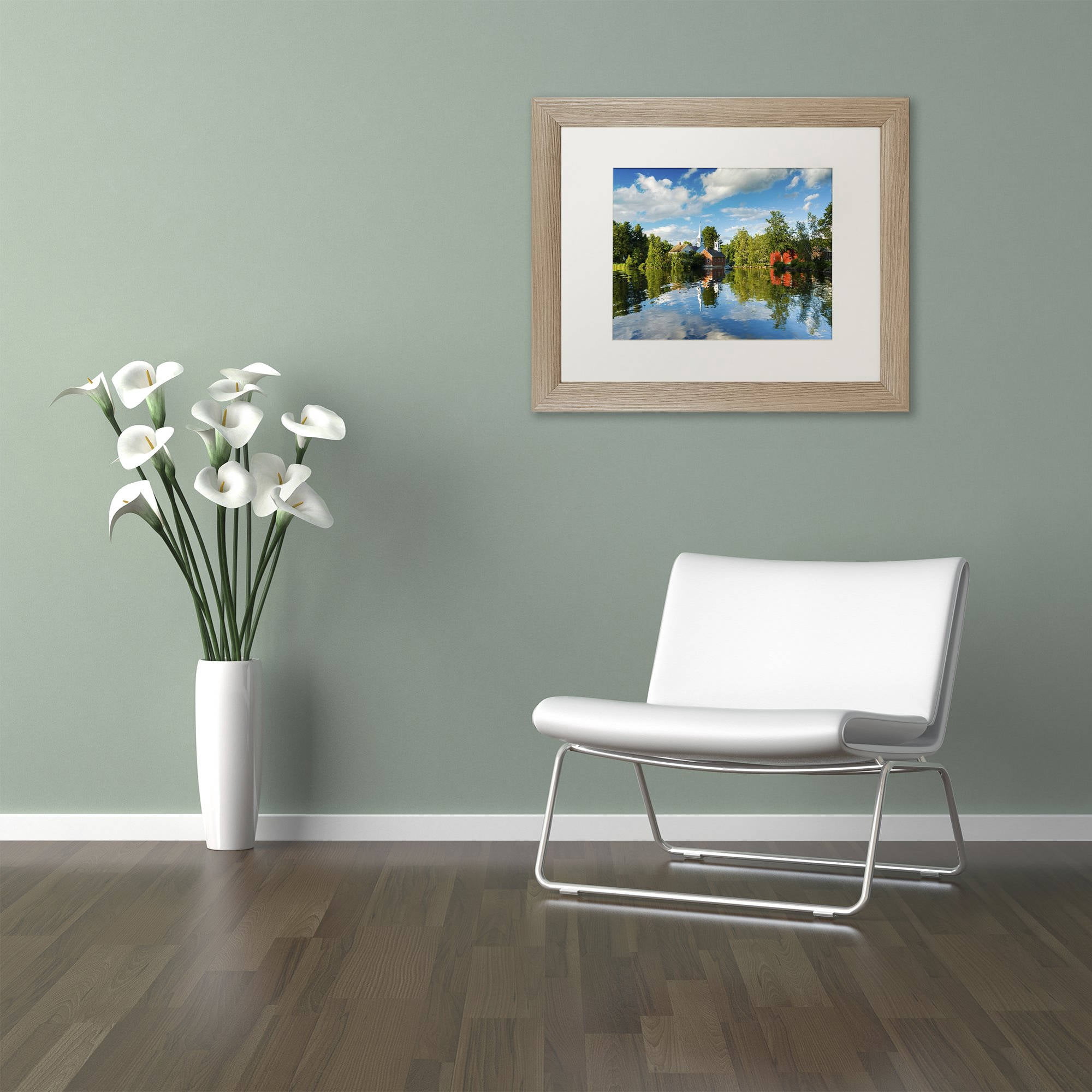 Trademark Fine Art "Old Town Reflection" Canvas Art by Michael Blanchette Photography White Matte, Birch Frame