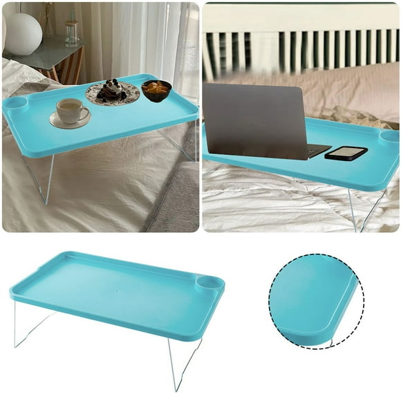 WIFKLSIIPG Simple Computer Desk Folding Computer Desk Creative Dining Tray Table Lazy Table Folding Dressing Table Small Table Blue(Blue)