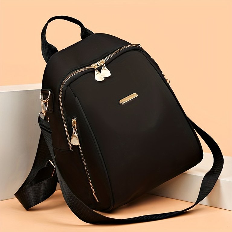 Women's Two-way Shoulder Bag, Nylon Backpack Purse, Solid