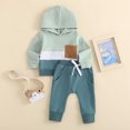 thumbnail image 3 of Gupgi Baby Boy Fall Clothes 3 6 9 12 18 Months 2T 3T Color Block Hoodie Sweatshirts Pants 2Pcs Set, 3 of 9