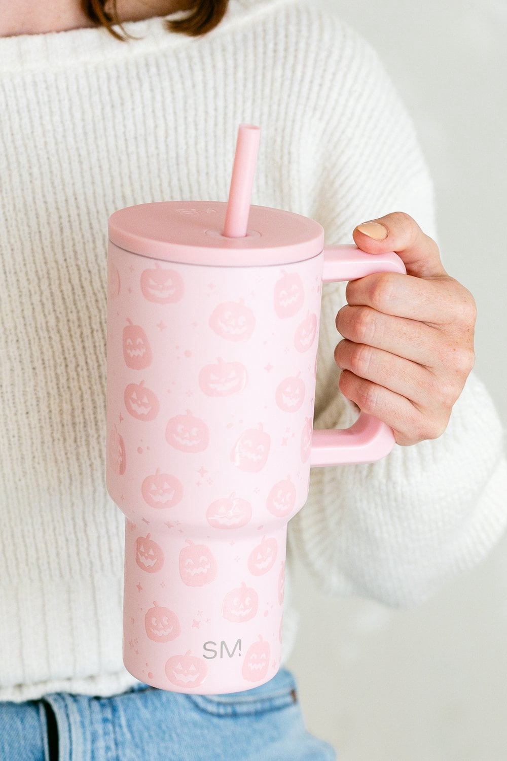 Simple Modern 30 fl oz Insulated Stainless Steel Trek Tumbler with Straw Lid | Pink Pumpkins