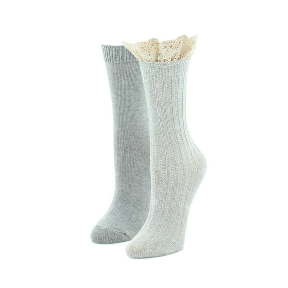 MeMoi Lace & More Fashion Cotton Blend Boot Socks 2-Pack - Womens - Female (One Size, Moroccan Blue Heather)