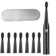 thumbnail image 1 of Juego de cepillo de dientes eléctrico, 8 piezas, automático, cerdas suaves, blanqueamiento de dientes, estuche de viaje - Negro, 1 of 9