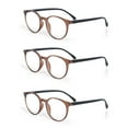 thumbnail image 3 of EYE ZOOM 3 Pack Retro Round Plastic Frame Reading Glasses for Men and Women, Yellow, +1.75, 3 of 5