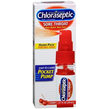 Chloraseptic Sore Throat Spray Pocket Pump Cherry 0.67 oz (Pack of 4)