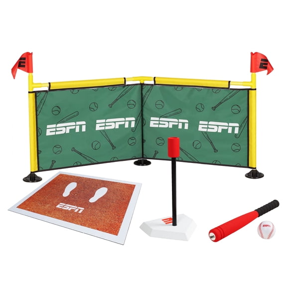 ESPN My First Home Run Kids Baseball Field Set with Batting Tee, Foam Bat, Ball, Home Run Fence, & Play Mat, 5 Pc Set