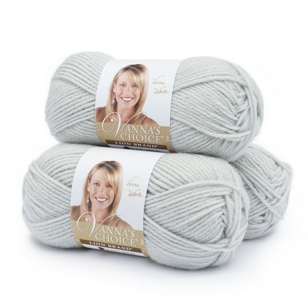 UPC: 0842093111191 | Lion Brand Yarn Vanna s Choice Pale Grey Basic Medium Acrylic Gray Yarn 3 Pack