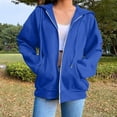 thumbnail image 3 of Aihuaihua Zip Up Hoodie Women Plus Size Cute Casual Long Sleeve Zipper Sweatshirts Fall Y2k Outfits Comfy Track Jackets with Pockets (Blue,XXL), 3 of 8