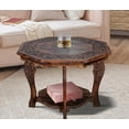 thumbnail image 2 of Farmhouse Octagon  End Table  Rustic Side Table Nightstands for Living Room  Bedroom  Foldable Coffee Tables with Carving  Wood Tray Top  Handcrafted Finish  - Burnt, 2 of 4