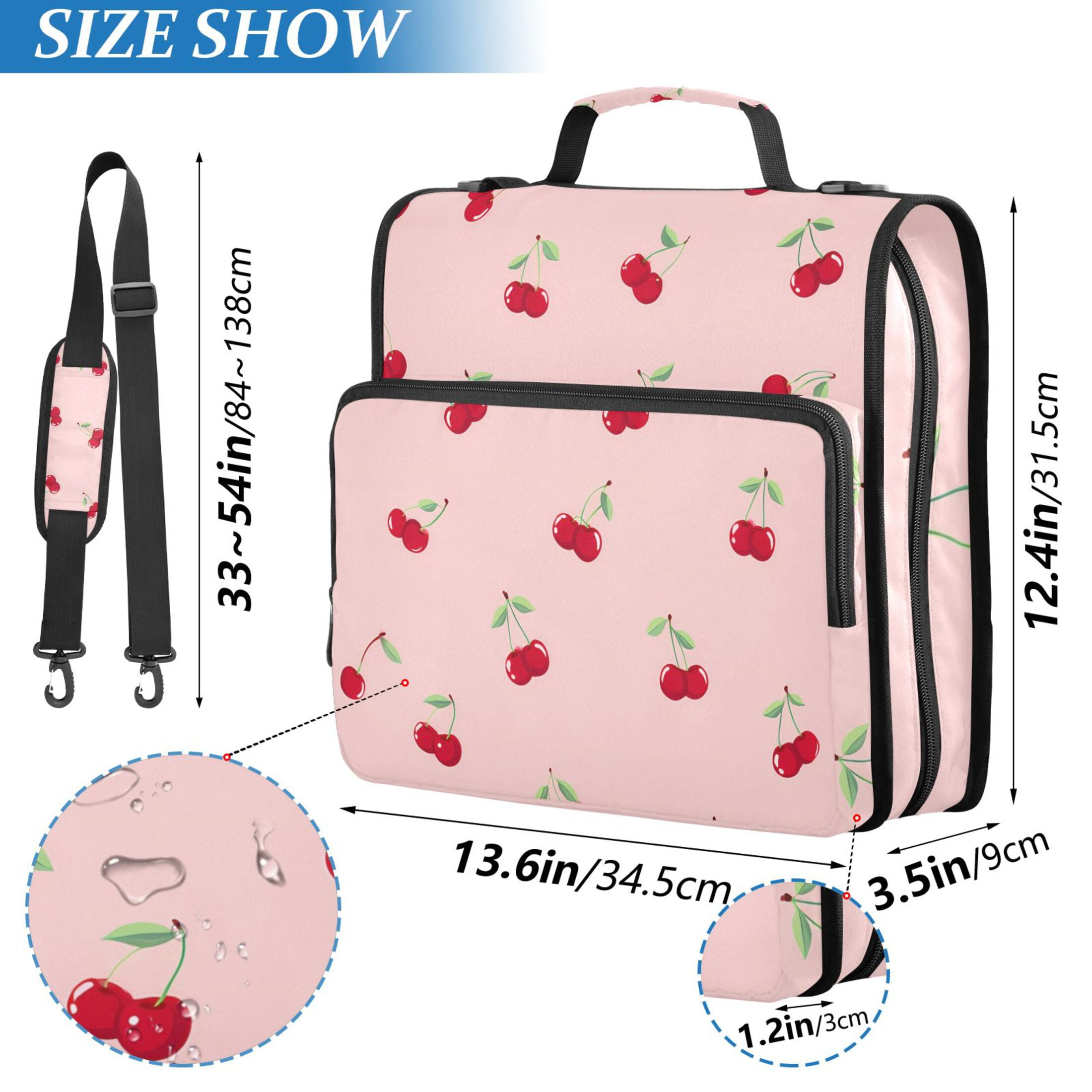 ALAZA Zipper Binder Cherry Fruits 3 Ring Trapper Keeper File Folder Organizer Bag