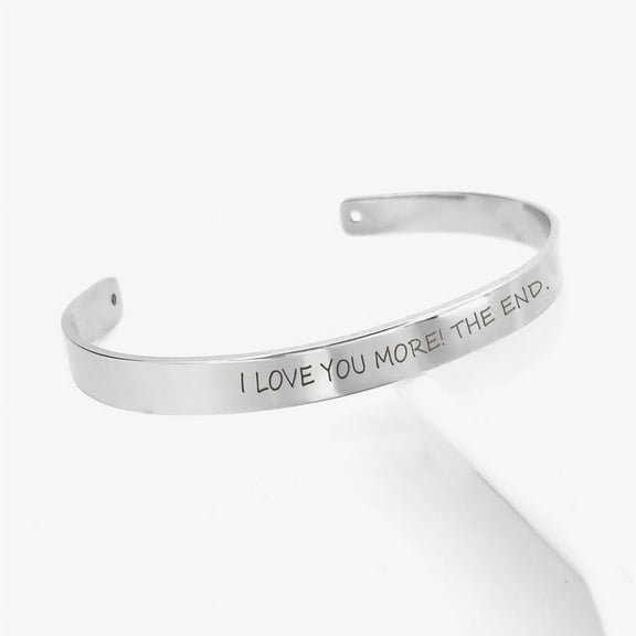 Anavia Personalized Bracelet Custom Men's Cuff Bangle Stainless Steel Gift for Boyfriend Fiance Husband Free Engraving Bracelet with Gift Box Ship Next Day [Silver]