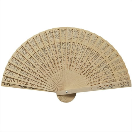 

Tangnade Home Decor Sandalwood Fan Openwork Carved Wooden Fan Wedding Fan 20cm