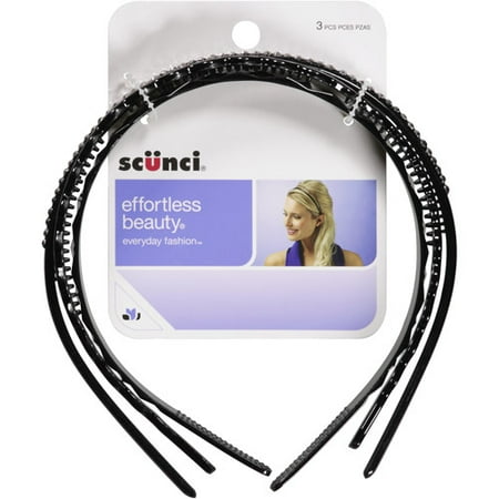 Scunci Effortless Beauty Headbands, Black, 3 count
