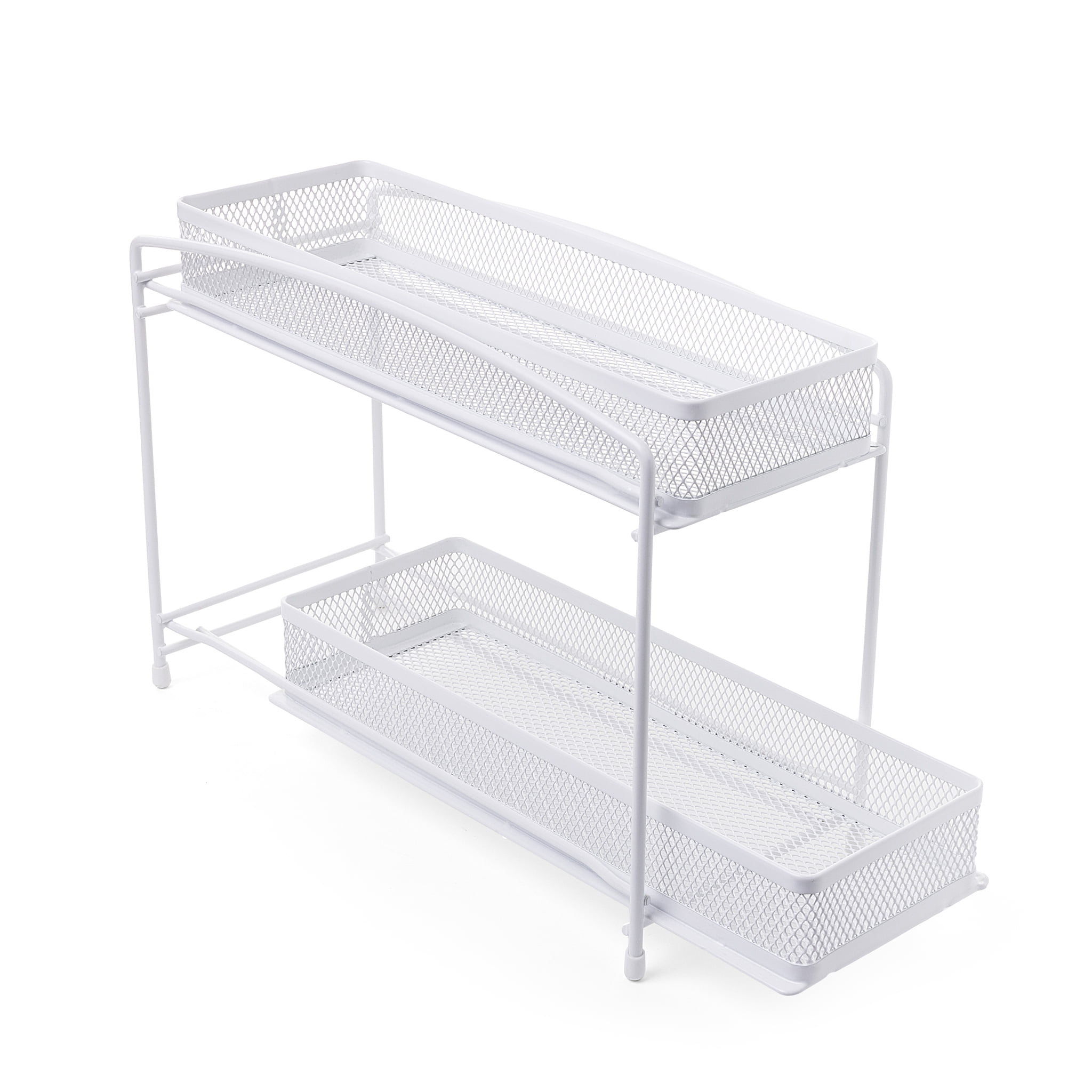(4 pack) Mainstays 2-Tier Pull-Out Spice Organizer Rack, 4.5 in x 11 in, White