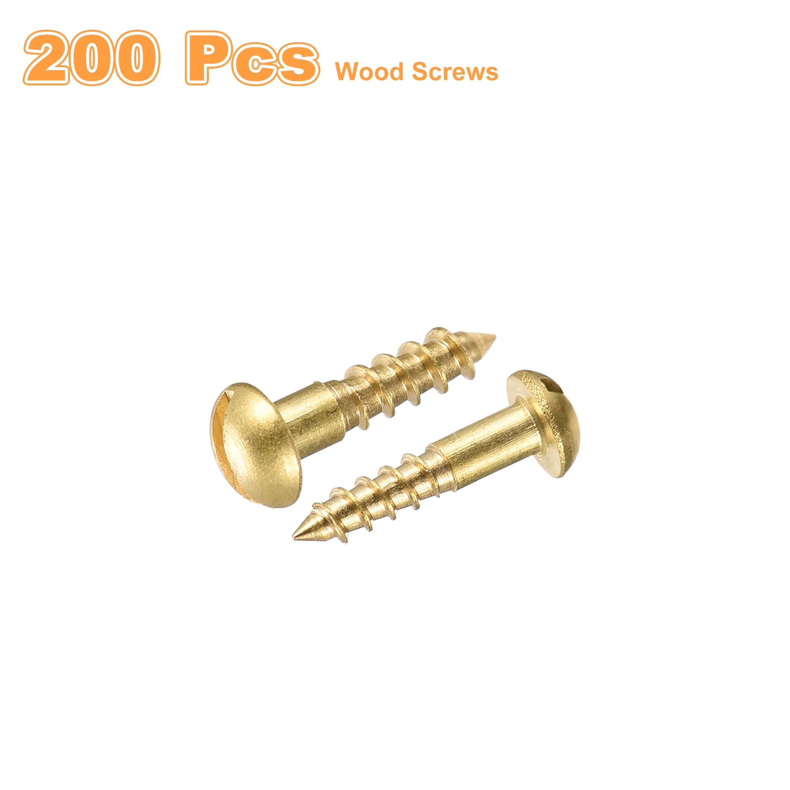 Wood Screws M2.5 x 10mm Slotted Round Head Copper Self-Tapping Screw 200 Pcs