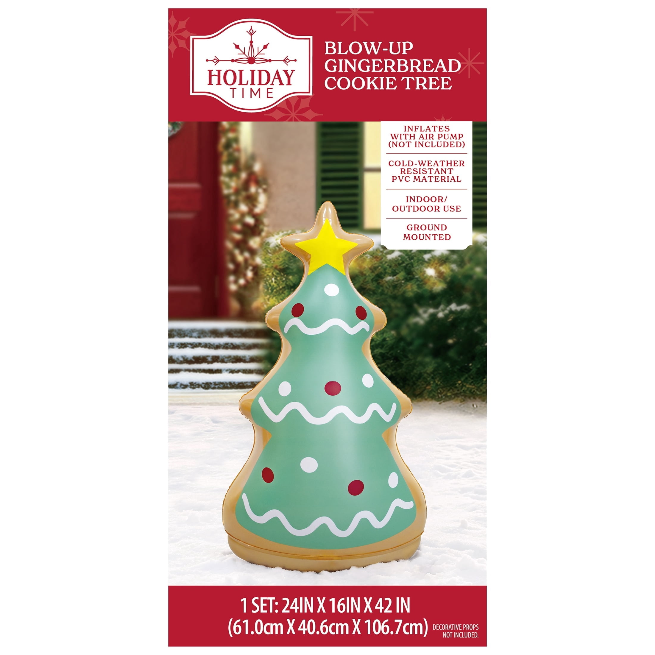 Multicolor Blow-Up Gingerbread Cookie Tree Christmas Yard Inflatable, 3.5', by Holiday Time