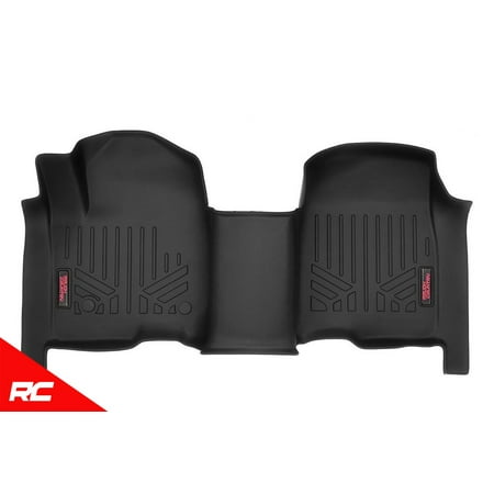 Rough Country Floor Liners compatible w 2019 Chevy Silverado GMC Sierra Crew Cab Bench 1st Row Weather Mats
