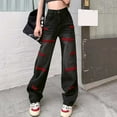thumbnail image 2 of Ketyyh-chn99 Jeans Extensibles Femmes Pantalons de Détente pour Femmes Décontractés Amples Usés Pantalons de Détente Rouge,TG, 2 of 5