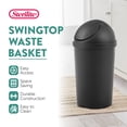 thumbnail image 3 of Sterilite 10839006 3 Gallon Round Swing Top Plastic Wastebasket, Black (12 Pack), 3 of 10