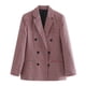 thumbnail image 1 of Pntutb Damas Vintage Doble Botonadura Manga Larga A Cuadros Mujer Hombro Acolchado Traje Blazer Rollbacks Pntutb Pntutb-3127, 1 of 5