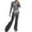 Gray 2 pieces outfits, variant on Usmixi Holiday Tracksuits Set for Women Gold Velvet 2 Pieces Set for Women Open Zip Hooded Cropped Coat and Drawstring Flared Pant Outfits Sets Casual Solid Pocket Lounge Set up to 60% off