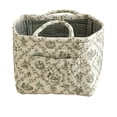 thumbnail image 2 of Cesta de almacenamiento acolchada con estampado floral verde y asas | Bolsa organizadora grande de tela con forro a cuadros, 2 of 7