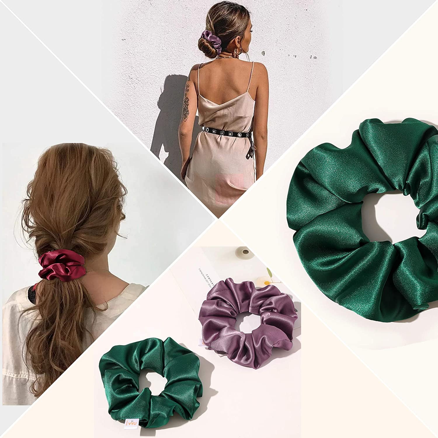 100% silk hair scrunchie hair accessories soft ponytail holder pink floral