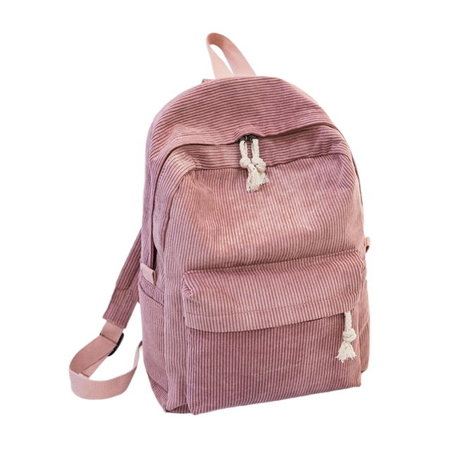 Corduroy Backpack, Lightweight College Shoulder Bag, Soft Textured School Bookbag, Casual Daypack for Daily Use