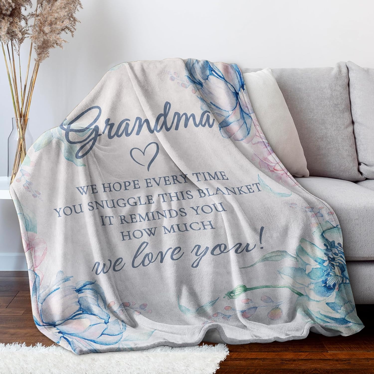 Grandma Gifts Blanket, Grandma Birthday Gifts, Gifts for Grandma from Granddaughter Grandson, Grandparents Day, We Love You Cozy Throw Blankets 50" x 60"