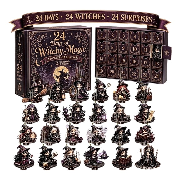 2026 Witch Advent Calendar, 24 Day Countdown Set, Mini Fantasy Figurines, Collectible Holiday Surprises, Gift Box for Halloween Parties, Family Nights, Shelves, and Seasonal Displays