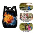 Kuiaobaty Basketball Fire Water Pattern Kids Backpack Set for Boys