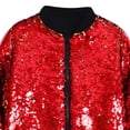 thumbnail image 4 of Xdegoge Boys Girls Sparkly Sequin Jacket Long Sleeve Zipper Bomber Outerwear Shiny Glitter Party Ribbed Collar Cuffs Dance Performance Holiday Casual Coat, 4 of 5