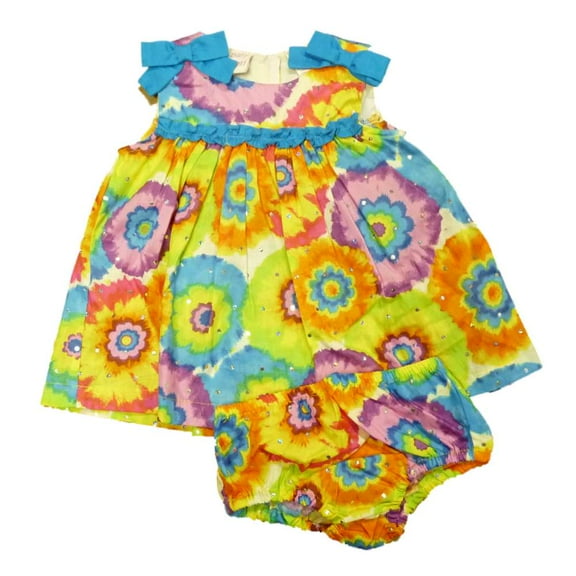 Baby Beri Infant Girls Tie Dye Flower Sequin Ruffled Dress Sundress