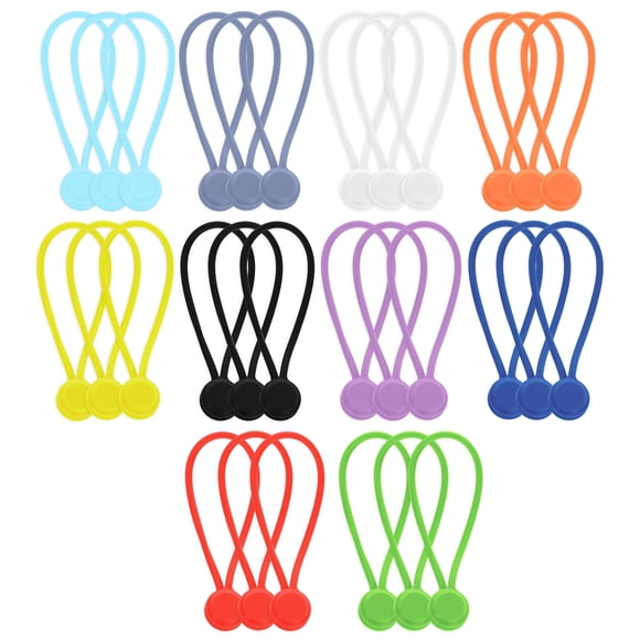 7Penn Magnetic Cable Organizer Clips 30pk - Multicolor 7in Silicone Cable Ties for Organized Magnetic Cable Management