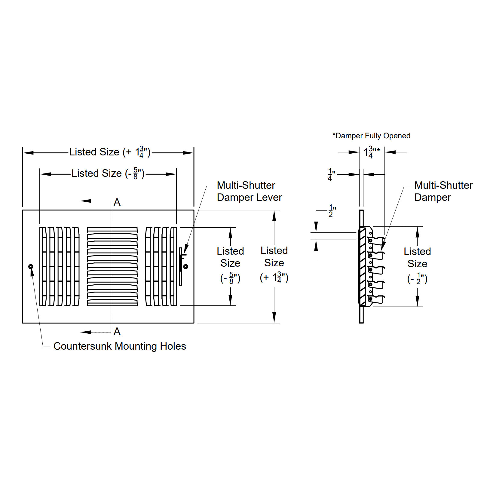 truaire 6 in. x 4 in. 2 way wall/ceiling register