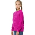 thumbnail image 3 of Girls Long Sleeve Cable Knit Sweater Crewneck Pullover Sweaters Kids Chunky Cute Fall Jumper Tops, 3 of 4