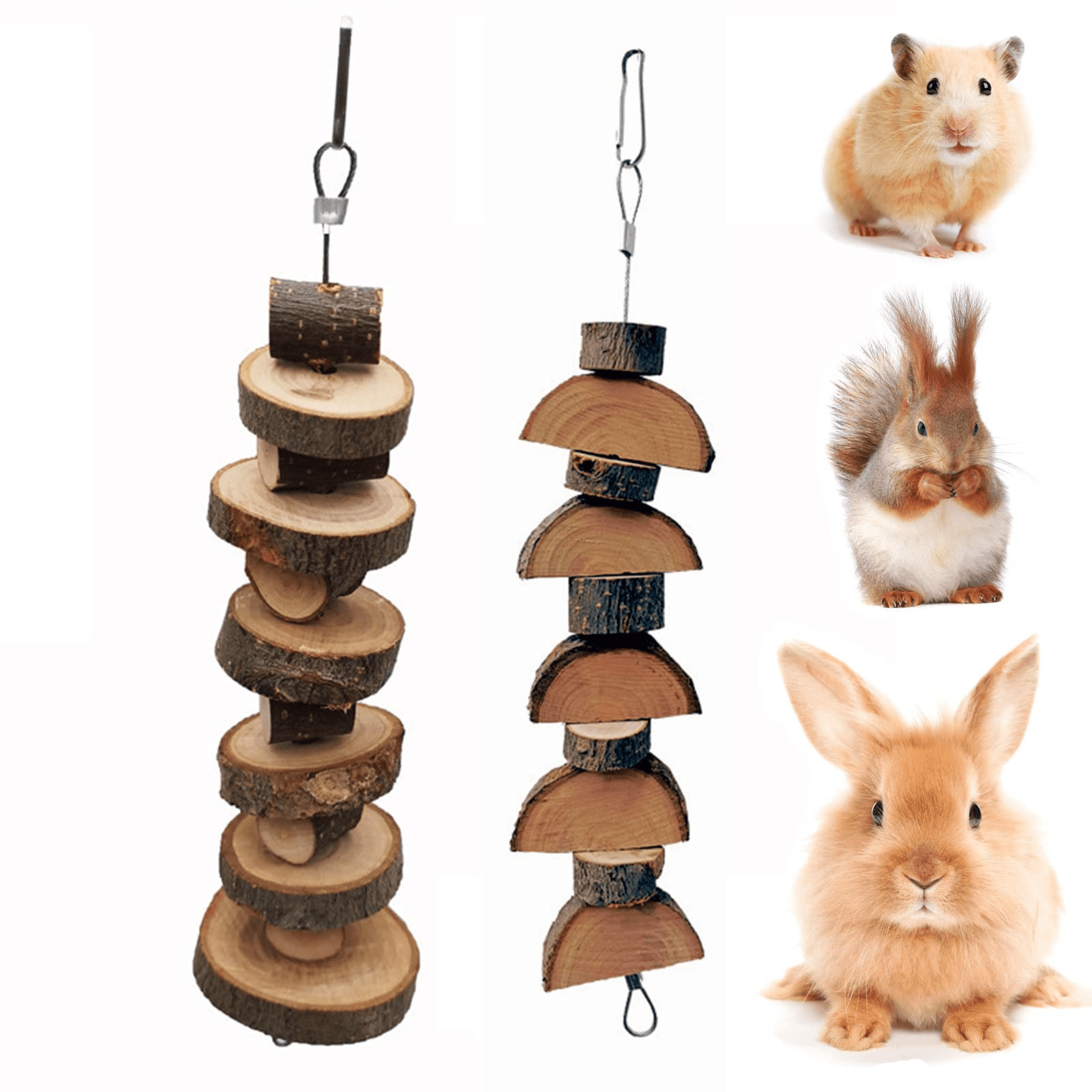 Guinea Pigs Hamster Chew Toys Birds and Other Small Rodents Exercise and Chew Teeth Care Toys. Hamsters Chinchillas Gerbils Bunnies 10 Pack Natural Wooden Squirrels 