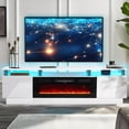 thumbnail image 4 of Oneinmil Fireplace TV Stand with 36” Electric Fireplace, Entertainment Center for TVs up to 90", LED Lights Entertainment Center, TV Console, White, 4 of 11